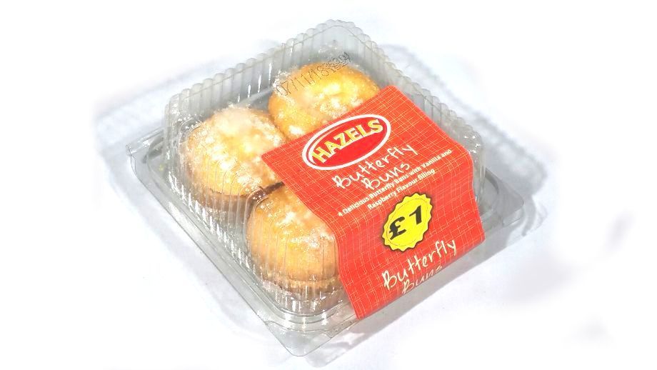 Hazels 4x Butterfly Buns W/ Vanilla & Raspberry (Jan 23 - Nov 23) RRP £1.00 CLEARANCE 29p or 5 for £1